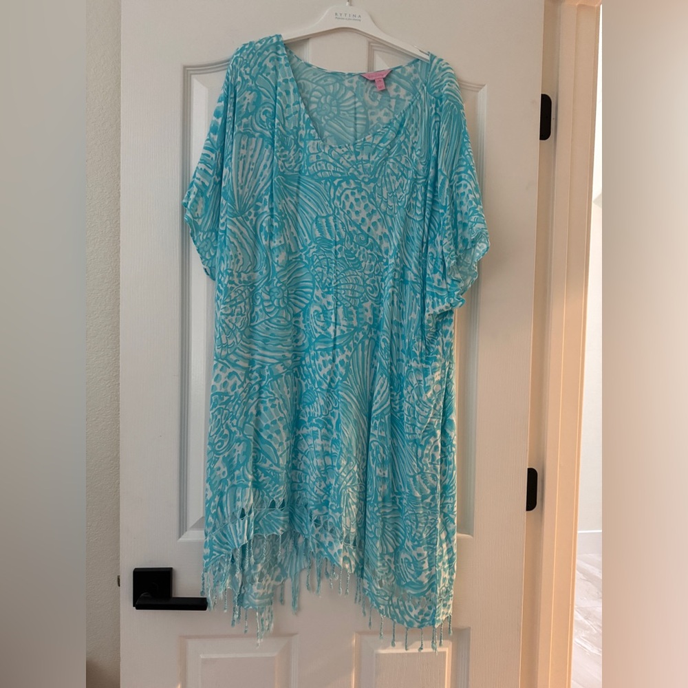 Lilly Pulitzer Sea Life Print Tassel Fringe Cover-Up – L/XL